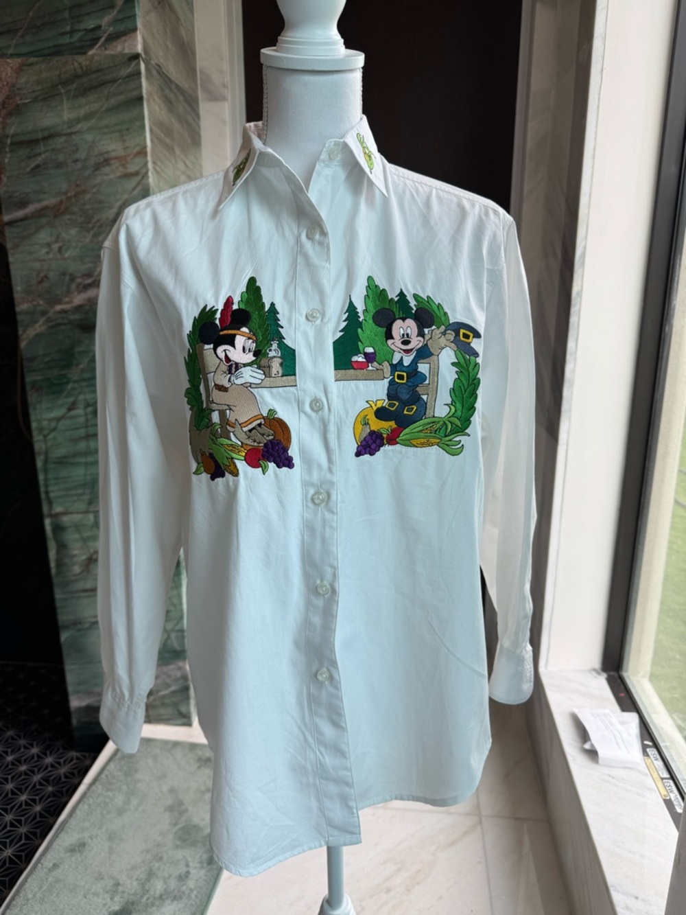 Super Rare Women’s Mickey + Minnie Vintage Thanksgiving Button Down Shirt